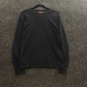 Vintage Field & Forest Black Waffle Knit Thermal Shirt Mens Medium Long Sleeve